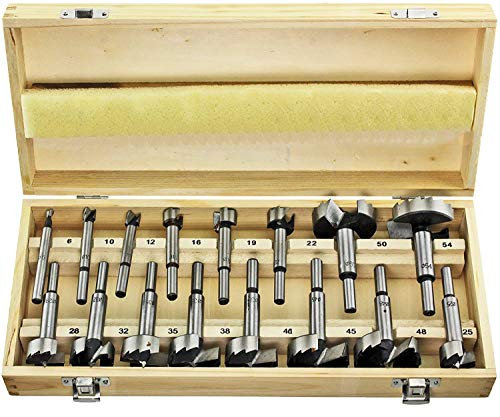SPARES2GO 16 Piece Forstner Complete 6mm - 54mm Drill Bit Tool Set