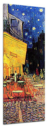 Bilderdepot24 Bild auf Leinwand | Vincent van Gogh Caféterrasse am Abend in 40x120 cm als Wandbild | Wand-deko Dekoration Wohnung alte Meister | 180304-40x120