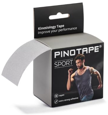 PINOTAPE Pro Sport © - das Original - kinesiologisches Tape verschiedene Farben und Designs 5 cm x 5 m- besonders hautverträglich - Kinesiologie - Physio-Tape (Silver)