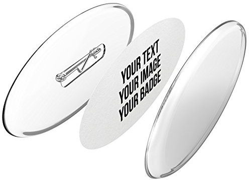 Buttons oval selber machen ohne Buttonmaschine (10 Stück) – Ansteckbuttons Set mit Nadel-Pins und A4-Buttonpapier