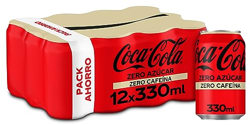 Coca-Cola Zero Sin Cafeína Refresco de Cola Pack 12 x 330 ml | Bebida de cola sin azúcar, sin cafeína, bajo en calorías, excelente para casa, fiestas y reuniones