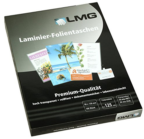 LMG LMG90X130X125 Laminierfolien 90 x 130 mm, 2 x 125 mic, 100 Stück