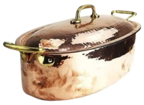 CopperGarden XXL Bräter aus Kupfer I Bräter mit Deckel & Griffen I Über 50cm lang I Backofengeeignet I Zum Braten & Backen I Für den Herd & Ofen I Großer Topf I Für Gemüse & Fleisch & Fisch