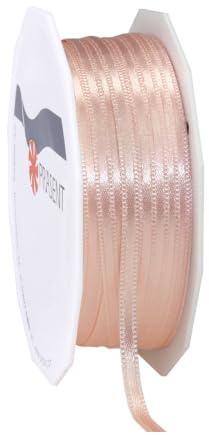 PRÄSENT C.E. Pattberg Satin apricot, 50 m Satinband zum Einpacken von Geschenken, 3 mm Breite, Geschenkband zum Dekorieren & Basteln, Dekoband, Anlass