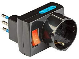 Poly Pool PP2380.1 Adattatore Salvaspazio Con 3 Prese Fuori Asse E Interruttore Luminoso 10 A Nero