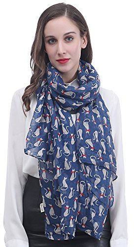 Lina & Lily Damen Schal mit Katzenmuster