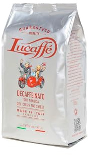 Lucaffé - Café grain Decaffeinato, 700 Gr | grain de café décafeiné pour expresso machine a cafe grain | Torréfaction foncé | Goût doux et fruité, crémeux | Arôme intense