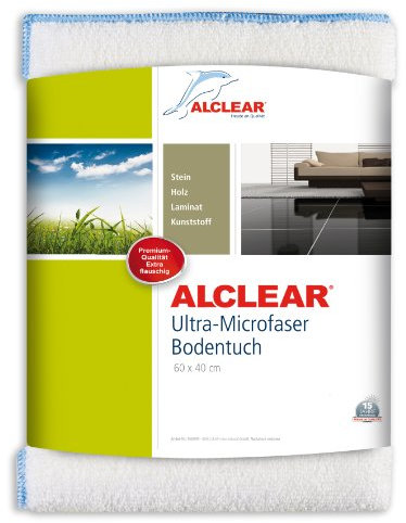 ALCLEAR International 950009 Panno in Microfibra, per Una Pulizia e Cura Ottima di Quasi Tutti i Pavimenti Lisci, 60 x 40 cm, Bianco, da Usare con Acqua O con Detergente, Non Lascia Aloni