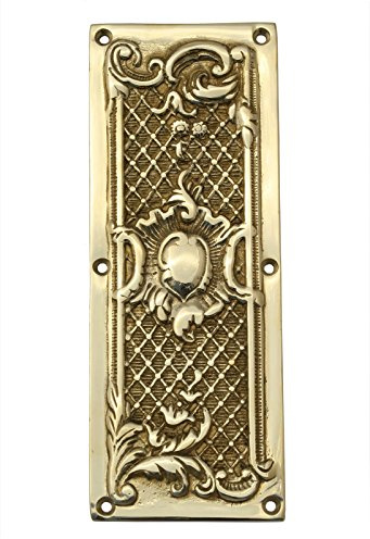 Castelion® Solid Brass Closed Trellis Finger Plate | Brass Door Accessories | Ornate Home Decor Perfect for Traditional Homes | High Quality Home Accessories | 8inch