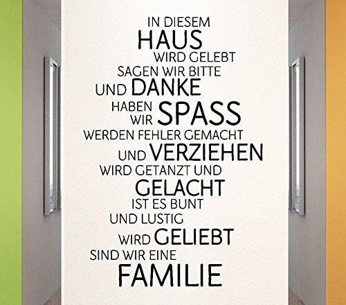 Grandora Wandtattoo Familie Haus Lachen Liebe I grün (BxH) 58 x 87 cm I Spruch Wohnzimmer Flur Zitat Aufkleber Wandaufkleber Wandsticker Sticker W991