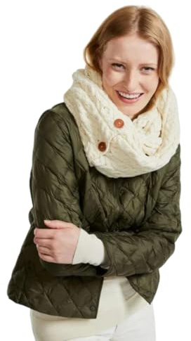 Carraig Donn 100% Merino Wolle Schlauchschal mit Knöpfen Natural