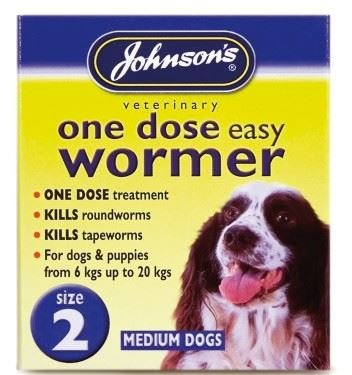 (4 Pack) Johnson's Vet - Easy Dose Wormer Size 2 Medium Dog 2 Tabs