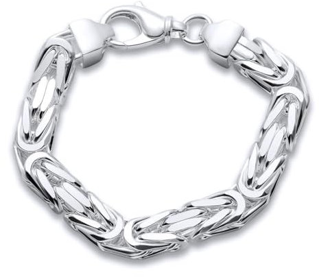 JEWLIX Massives Königsarmband aus 925 Silber 10mm für Herren (Länge: 23cm)