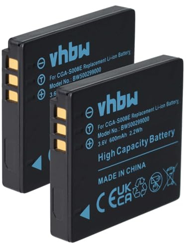 vhbw 2X batería Compatible con Leica C-Lux 2 | cámara (600 mAh, 3,6 V, Li-Ion)