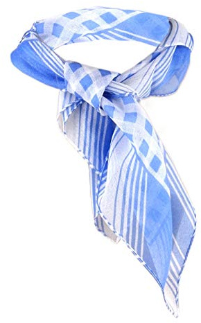 TigerTie Nickituch Chiffon blau weissgrau mit Karomuster - Gr. 50 x 50 cm - Tuch Halstuch