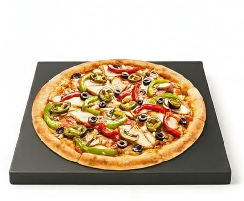 Megrill Cordierit Pizzastein für Holzkohle und Gasgrill 375x300x30 | Rechteckige Form, für Elektrogrill & Pizzaöfen geeignet, hitzebeständig bis 900°C, leicht zu reinigen, knusprige Pizzaböden