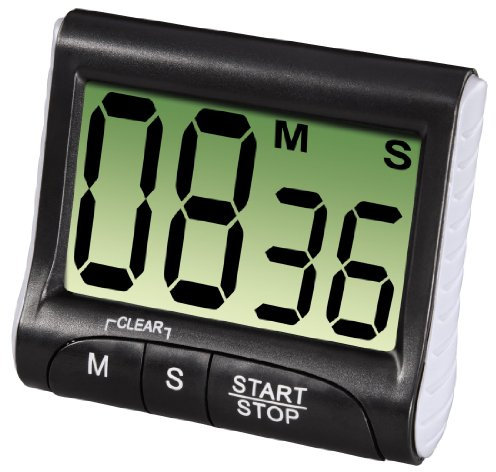 Xavax Digitaler Küchentimer mit Timer- und Stopp-Uhr-Funktion (Befestigung via Magnet, Clip, Hänger oder Aufsteller) batteriebetrieben, schwarz