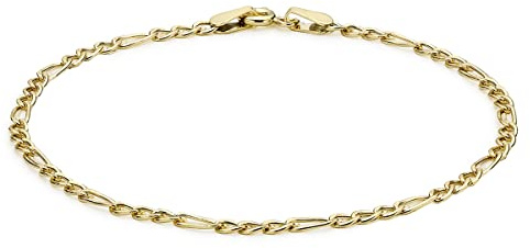 Carissima Gold Damen 9k (375) Gelbgold Hollow Diamantschliff Figaro Kettenarmband