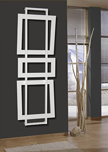 Badheizkörper Design ART 1, HxB: 180 x 60 cm 1019 Watt weiß SZAGATO Heizkörper Bad Mittelanschluss Handtuchhalter vertikal Handtuchwärmer Handtuchtrockner Heizung Paneelheizkörper Flachheizkörper