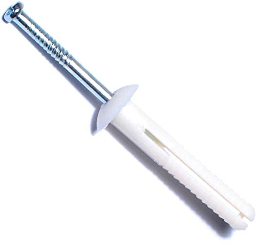 Hard-to-Find Fastener 014973285456 Nylon Mushroom Nail Drive Anchors, 1/4 x 1-1/2, Piece-100, White