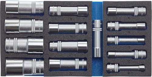 HAZET Steckschlüsseleinsatz-Satz 163-459/15, 1/2 Zoll (12,5 mm) Vierkant | 1/2 Zoll (12,5 mm) Vierkant hohl, Antrieb 1/2 Zoll (12,5 mm) Vierkant hohl, Abtrieb Außen-Tractionsprofil Sechskant, 2690 g