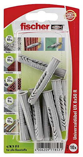 Fischer Universaldübel UX RK SBKarte, 10 Stück, 8 x 50 mm, 77853