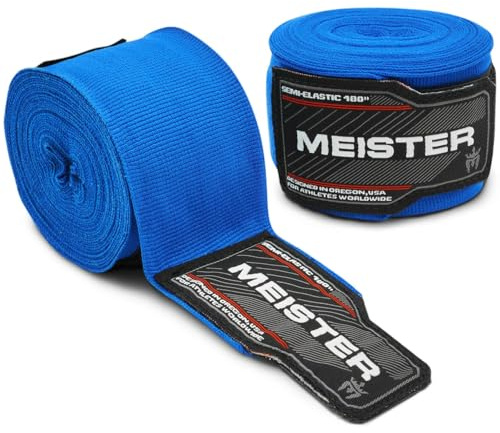 Meister Bandes Semi-Élastiques Adulte de 180 Pouces (457 cm) pour MMA & Boxe (Paire) - Bleu