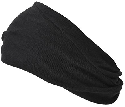 CHARM Womens Headband Hairband Bandana - Mens 100% Organic Cotton Yoga Hair Band Made in Japan Soft Chemo Head Wrap Sensitive Skin by Casualbox Black