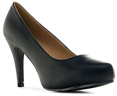Andrés Machado - Eleganta PUMPS för kvinnor/flickor med 9,0 cm klack - AM293 -Höga skor/Högklackade -med plattform och rund tå - Svart, EU 34