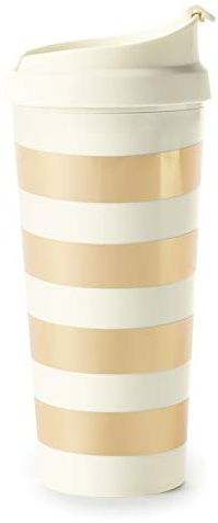 Kate Spade New York Gold 16 Ounce Insulated Travel Mug, Double Wall Thermal Tumbler for Coffee/Tea