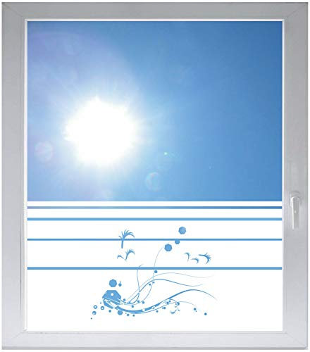 INDIGOS UG Sichtschutzfolie Glasdekorfolie Fensterfolie mit Motiv satiniert Blickdicht - E022 schöne Blumen mit Farnen - 1000 mm Länge - 500 mm Höhe Streifen - selbstklebend - matt