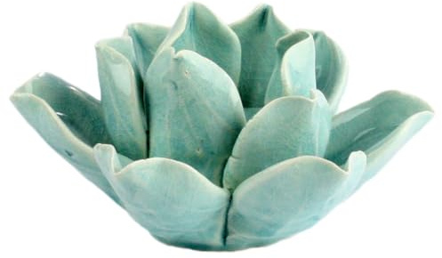 HomArt 7637-14 Lotus Tea Light Holder, Teal