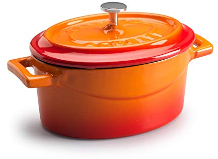 Pentole Agnelli Coghsop12625o - Casseruola Ovale In Ghisa Con 2 Maniglie, Arancione, 25 x 20 Cm, 1 Pezzo