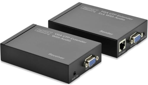 DIGITUS Professional DS-53400 - VGA Extender - Set (Sender/Empfänger) - bis zu 300 m Reichweite - UTP Patchkabel (Cat 5e/6) - bis zu 1920 x 1200 Pixel - schwarz