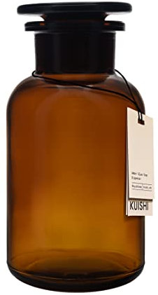 Kuishi barattolo di vetro ambrato da 250 ml, con coperchio, vetro riciclato al 45%, barattolo da farmacia, riutilizzabile - eco friendly - arredamento moderno per la casa - barattolo di polvere