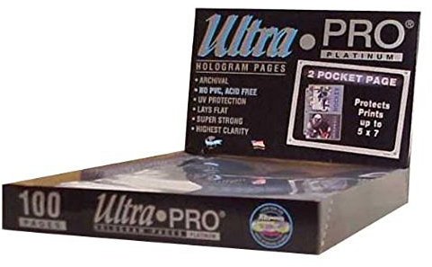 Ultra PRO - 2-Pocket 5''x7'' Platinum Series Pocket Pages 100ct - Perfect for Protecting and Storing Photos and Cards, Great for Sports Memorabilia Photos, Post Cards, and Large Collectible Cards