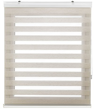 Blindecor Vela | Rollo nacht und tag premium mit galerie | Leinen, doppelrollo 120 x 180 cm (BxH) | Stoffgröße 117 x 175 cm | Elegantes Tag und Nacht rollo