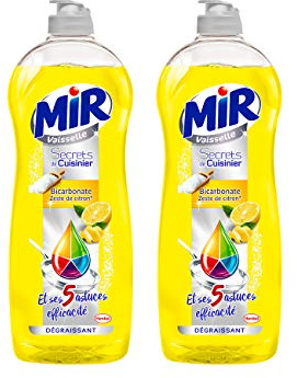 Mir Vaisselle - Liquide Vaisselle - Secrets de Cuisinier Bicarbonate et Zeste de Citron - 750 ml - Lot de 2