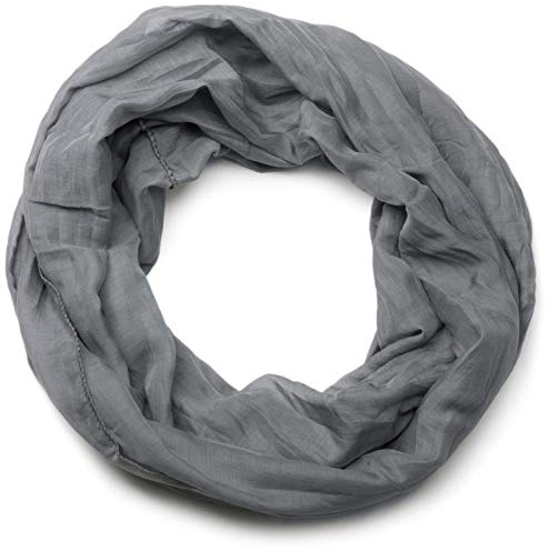 styleBREAKER bufanda tubular lisa y de un solo color, ideal para verano, hecha de material fluido, suave, transpirable y moderna, mide 77x46 cm, Gris oscuro