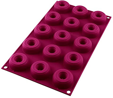 silikomart 26.171.71.0063 SF171 Moule Forme Beignet Taille Petite 15 Cavités Silicone Orange