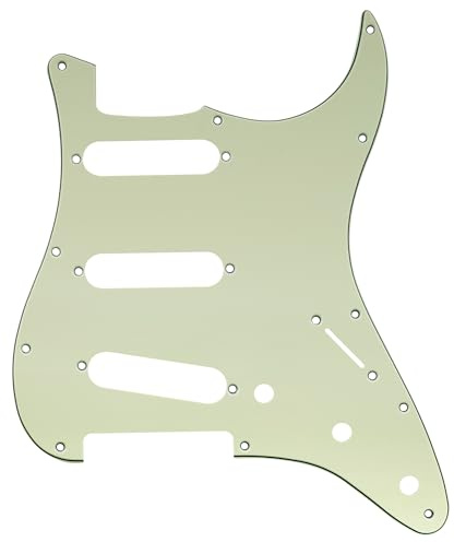 Musiclily 11 Fori SSS Battipenna Strat Pickguard per Chitarra Elettrica Fender USA/Messico Stratocaster Standard Stile Moderno,3 strati Mint Green