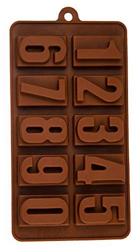 Moule à Pralines Chiffres Moule en Silicone Cuisson Moule à Glaçons Moule à Chocolat Fondant Moule Numéro Anniversaire Enfant Alphabet Décoration de Gâteau (Color : Brown