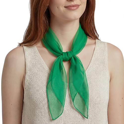 Basic Sense Plain Square Chiffon Neck Scarf For Lady Retro 50s Light Weight