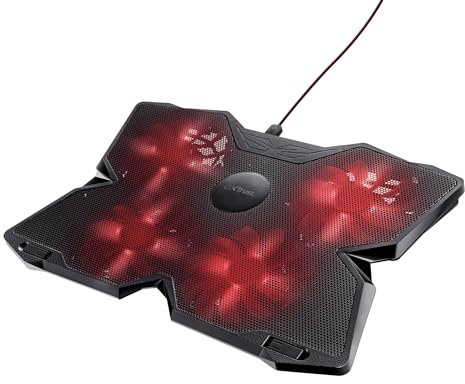 Trust Gaming GXT 278 Yozu Base di Raffreddamento per Laptop Gaming da 17.3, 4 Ventole Illuminate a Velocità Regolabile, Cooling Pad con Altezza Regolabile - Nero