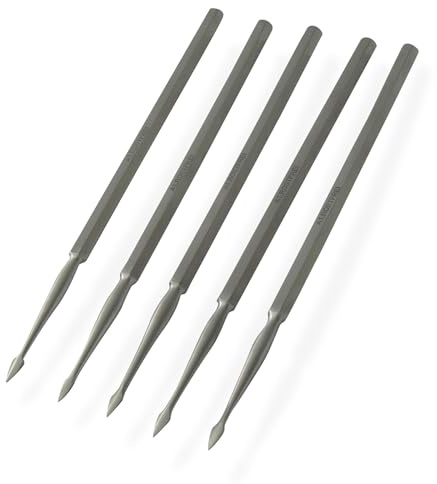 5x Präpariernadel vollmetall, lanzettenförmig, gerade, sehr stabil | 1A Qualität, rostfreier Edelstahl, sterilisierbar