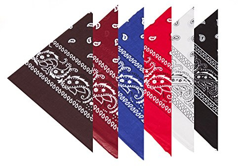Boolavard 100% Baumwolle, 6 Bandanas mit Original Paisley-Muster Wahl der Schal-Verpackung Headwear/Wrap Haar-Kopf-Hals-Band-Kopf, 6er Gemischt