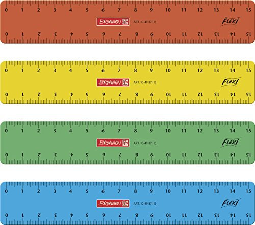 Baier & Schneider Brunnen 104987115 Flexi-Lineal für Schule und Büro 15 cm, unzerbrechlich, Sortiert, für Links- und Rechthänder)