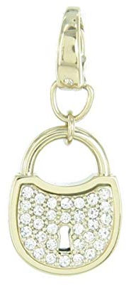 Fossil Damen-Charm Anhänger Schloss Edelstahl IP gold Zirkonia JF00036710