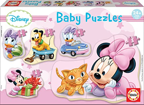 Educa - Minnie Maus Baby | 5 Progressive Kinderpuzzles mit 3-5 Teilen für Kinder ab 2 Jahren, Disney, Lernspielzeug, Feinmotorik (15612)