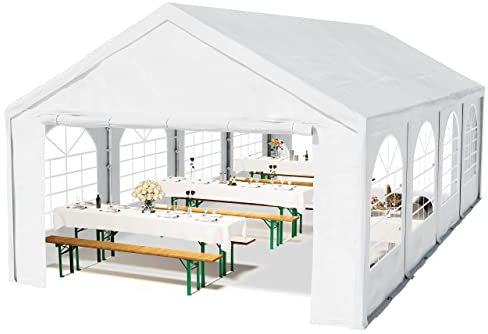 Tendone per feste 4x8 m Gazebo party per sagre, mercati 450 N bianco impermeabile protezione UV